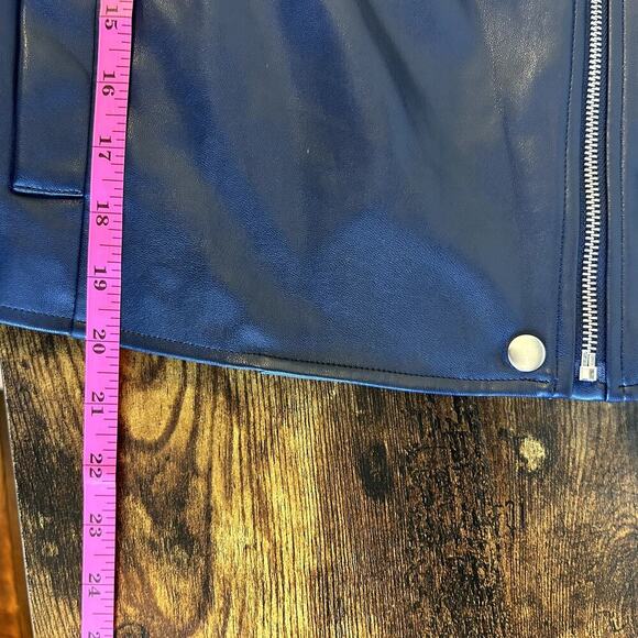 INC Navy Faux Leather Jacket SZ XS NWOT - Picture 8 of 9
